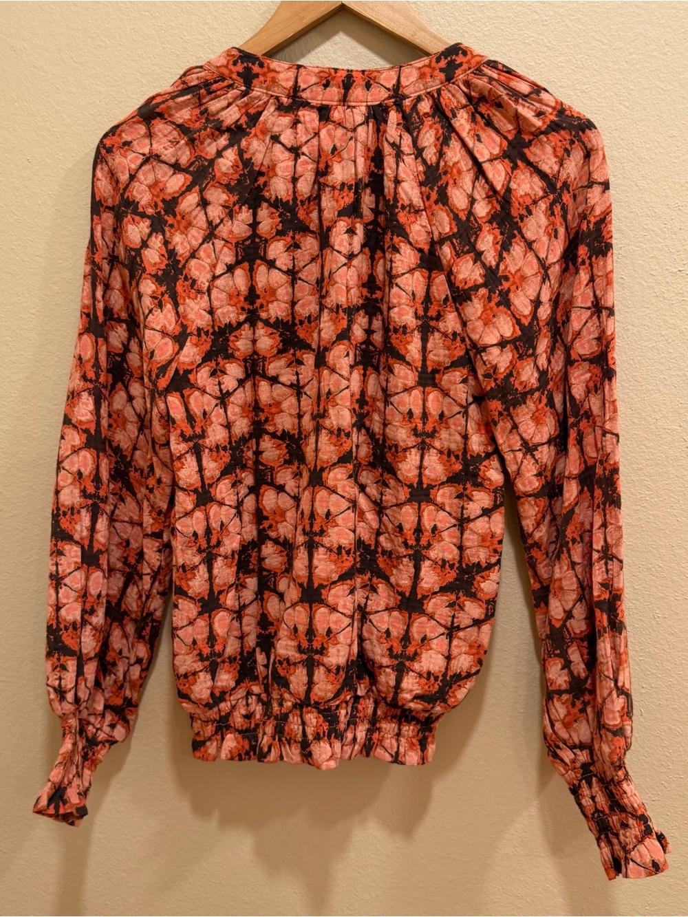 Anthropologie Cotton Orange & Black Tie-Dye Pullover Blouse Top Small - Picture 8 of 12